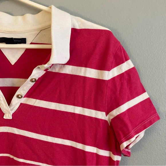 Tommy Hilfiger pink white polo shirt size L - Picture 2 of 8